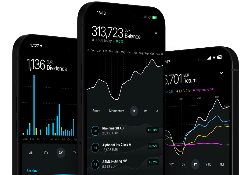 Prisma investment portfolio tracker app showing stock performance, dividends, and diversification analysis