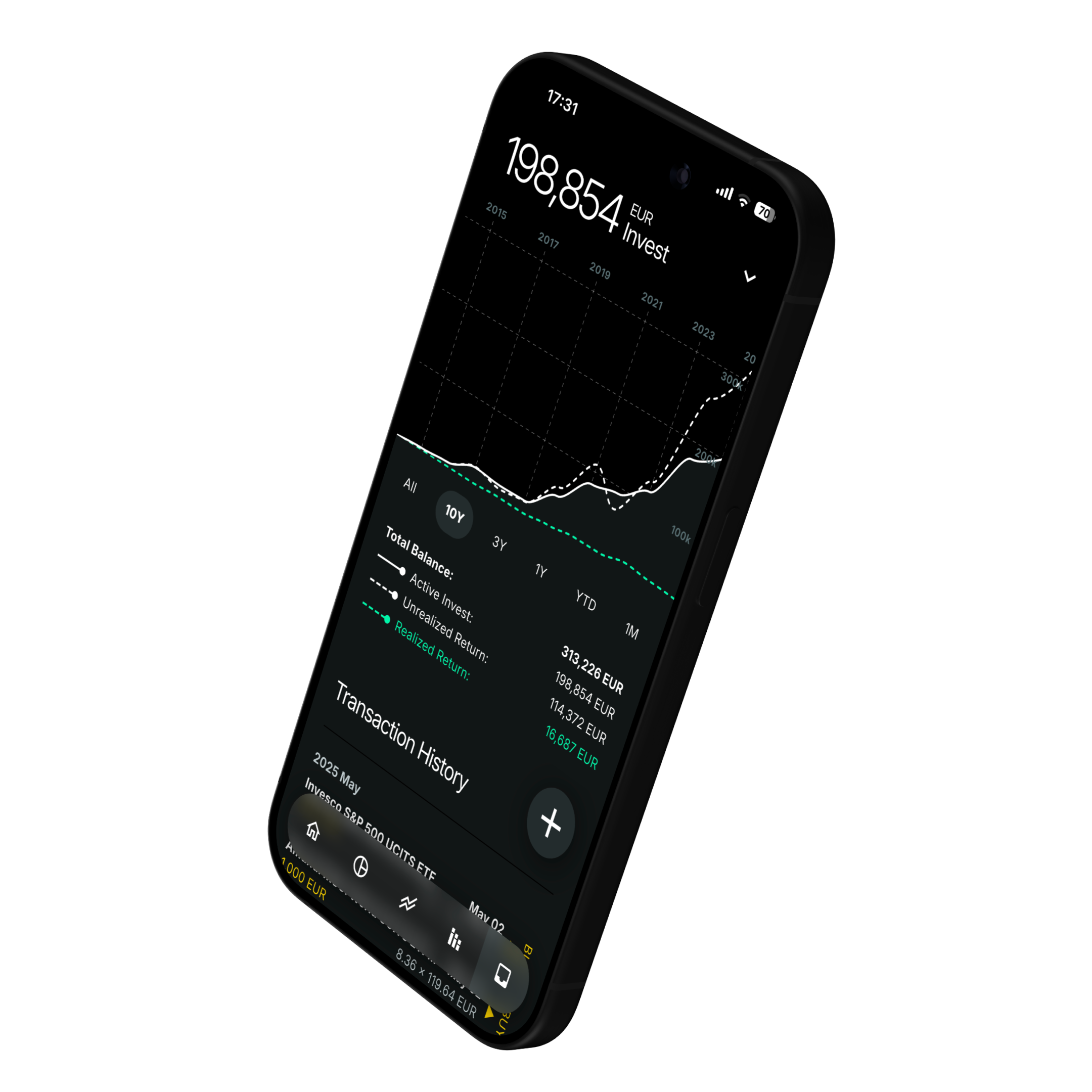 Investment transaction history and cumulative capital tracking